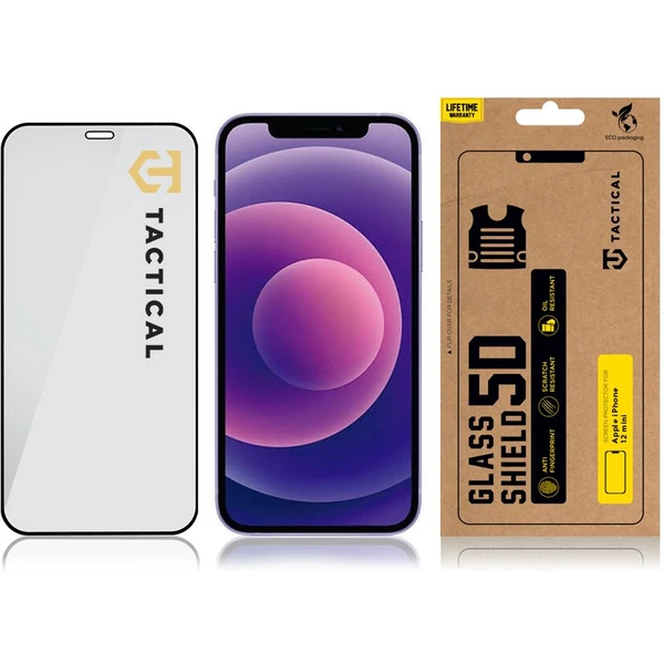 Tactical Glass Shield 5D sklo pre iPhone 12 Mini čierne - Ochranné fólie a sklo - Obrázok XFY4000701