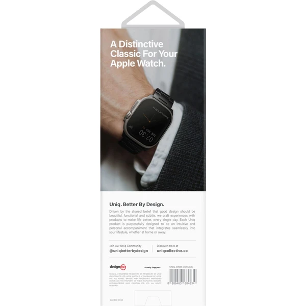 UNIQ Osta článkový oceľový remienok Apple Watch 49/46/45/44/42mm čierny - Remienky - Obrázok XG00000K01