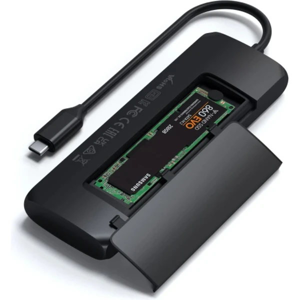 Satechi Aluminium USB-C Hybrid Multiport adaptér čierny - USB huby - Obrázok XG6NF00101