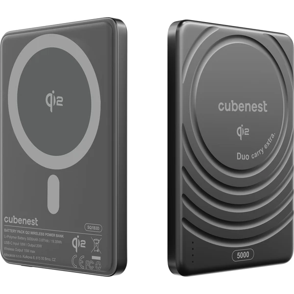 CubeNest SQ1B3D SlimDual Qi2/MagSafe powerbanka (5000 mAh) čierna - Powerbanky - Obrázok XH9R000K01