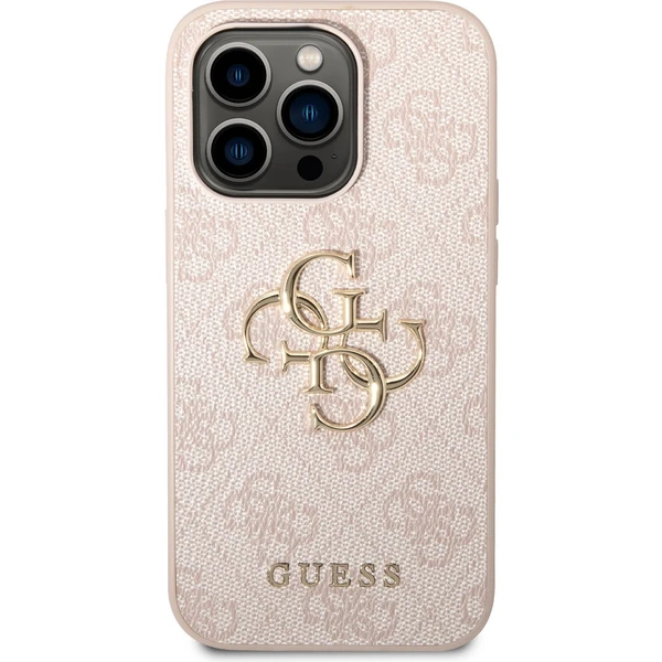 Guess PU 4G Metal Logo kryt iPhone 14 Pro Max ružový - Puzdra - Obrázok XHUF100501