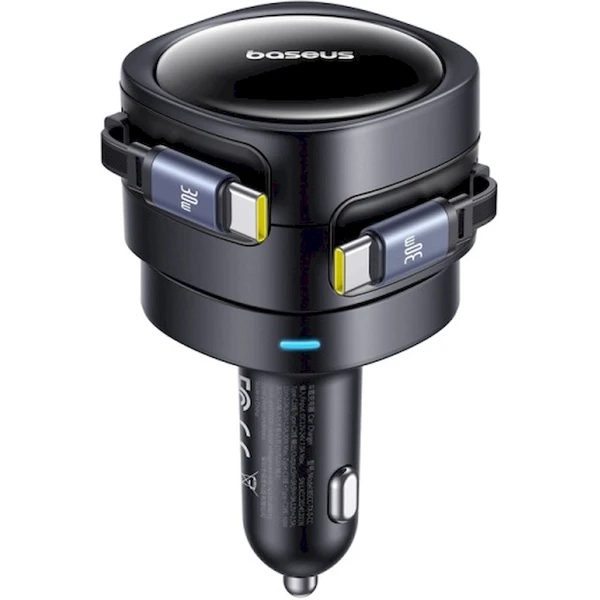 Baseus Enjoyment Max nabíjačka do auta s káblami USB-C+USB-C 60W čierna - Nabíjačky - Obrázok XI4K000K01