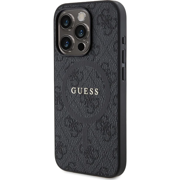 Guess PU Leather 4G Colored Ring MagSafe kryt iPhone 15 Pre čierny - Puzdra - Obrázok XI72000N01