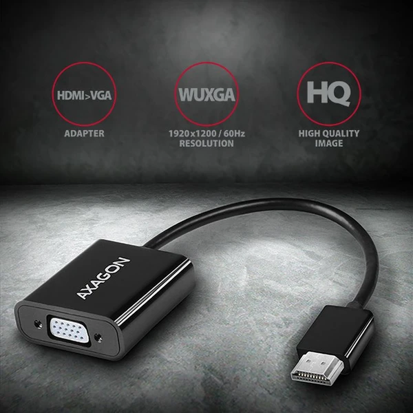 AXAGON HDMI/VGA redukcia 0,2m čierna - Káble a redukcie - Obrázok XJ7HF00101