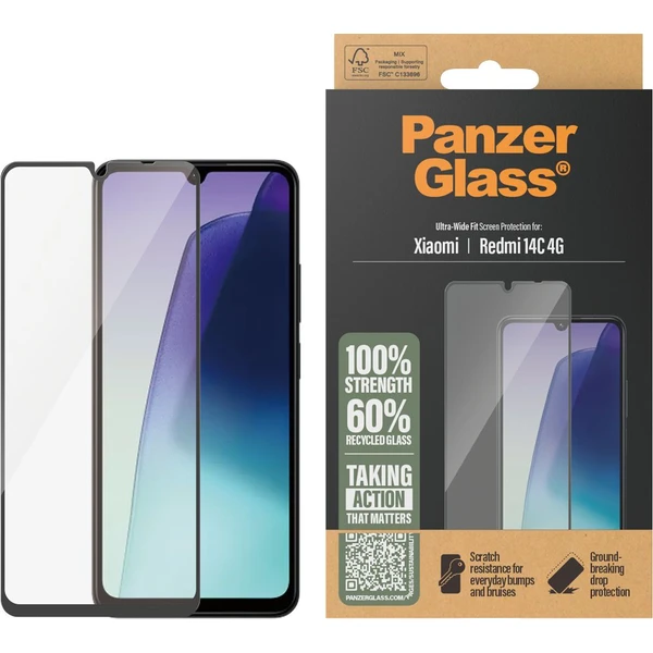 PanzerGlass® Ultra-Wide Fit sklo Xiaomi 14c/Poco C75 čierne - Ochranné fólie a sklo - Obrázok XJPE000N01