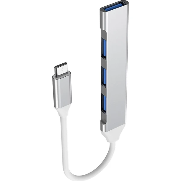PremiumCord 4v1 USB-C Hub strieborný - USB huby - Obrázok XL4L000K01