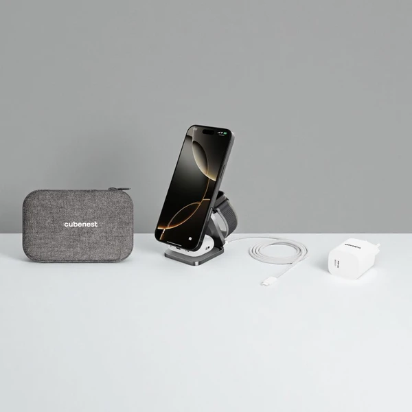 Cubenest SQ312 Ultra Qi2.2 (MagSafe) 3v1 nabíjačka (35W) sivá - Nabíjačky - Obrázok XO5I000K01