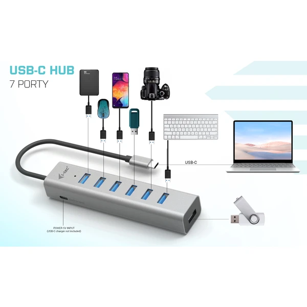 i-tec USB-C Charging Metal HUB 7 Port - USB huby - Obrázok XPUG100501