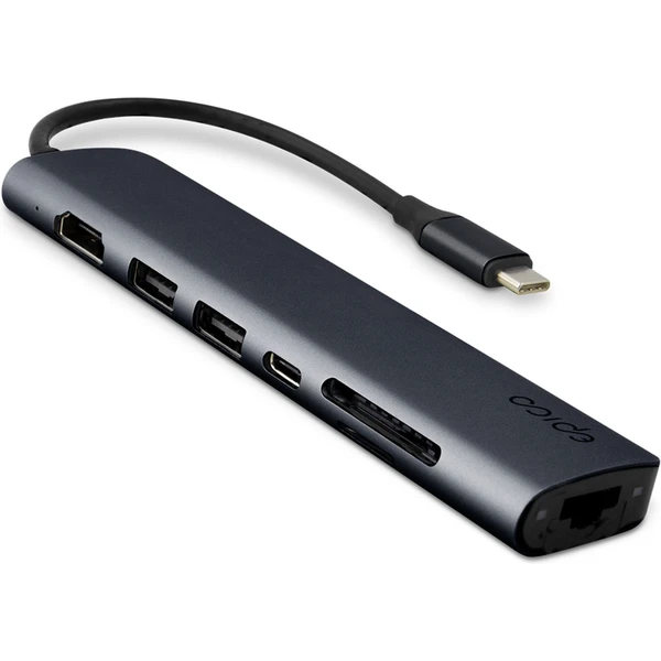 iWant od Epico 7v1 multimediálny hub 8K s USB-C tmavomodrý - USB huby - Obrázok XQEK000K01
