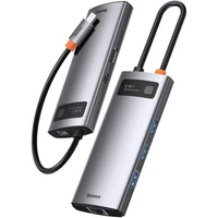 BASEUS HUB Metal Gleam Series 6-in-1 Multifunctional Type C Docking Station CAHUB-CV0G Gray - USB huby
