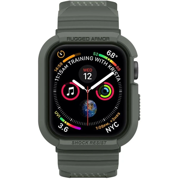 Spigen Rugged Armor Pro remienok s puzdrom Apple Watch 44/45mm zelený - Remienky - Obrázok XSPJF00101