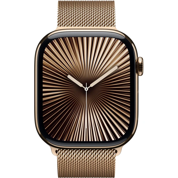 Apple Watch Series 10 Cellular 46mm Zlatý titán so zlatým milánskym ťahom M/L (Kategória A) - Inteligentné hodinky - Obrázok XSQ7000K01