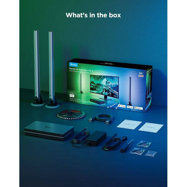 Govee AI Sync Box Kit 2 Smart sada PC osvetlenie 27-34" + LED panely - Inteligentné osvetlenie - Obrázok XU3L000K01