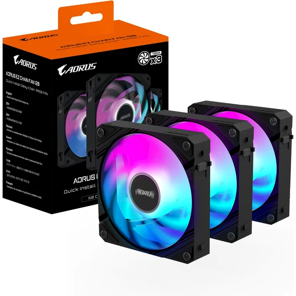 GIGABYTE AORUS EZ CHAIN ??FAN 120 (3-Pack) - Ventilátory pre PC - Obrázok XU5H000K01