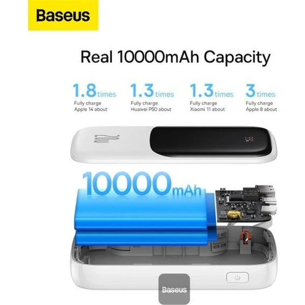 Baseus Qpow Pro 10000mAh, 20W, s káblom Lightning biela - Powerbanky - Obrázok XVHL000K01