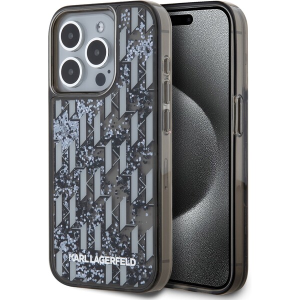 E-shop Karl Lagerfeld Liquid Glitter Monogram Gradient zadný kryt pre iPhone 15 Pro Max čierny
