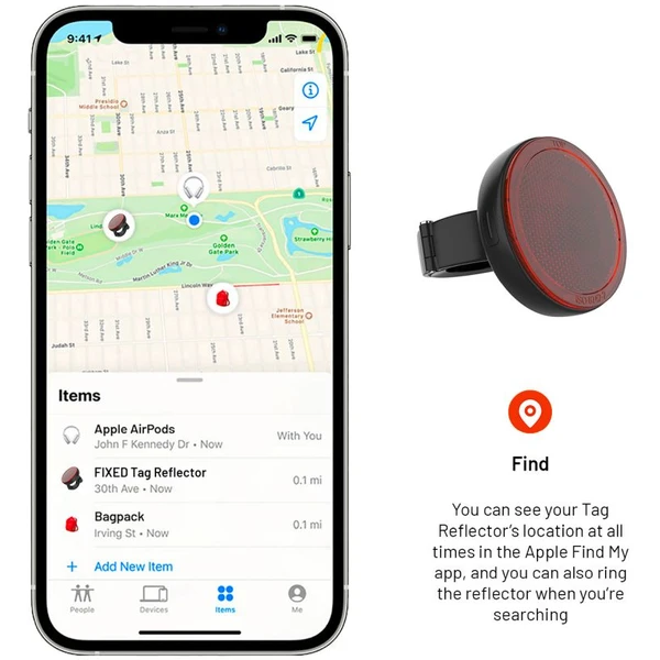 FIXED Tag Reflector Smart Tracker lokátor na bicykel s podporou Apple Find My čierny - Lokátory - Obrázok XYM5000J01