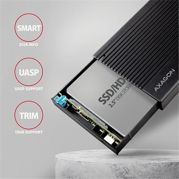 AXAGON EE25-GTR RIBBED externý box pre 2,5“ disk - Externé boxy - Obrázok XYS6000701