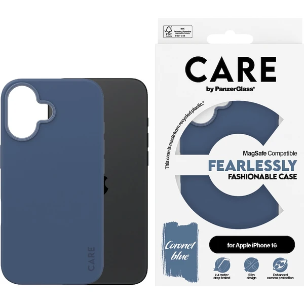 PanzerGlass® CARE kryt Apple iPhone 16 MagSafe Fearlessly modrý - Puzdra - Obrázok Y008000P01
