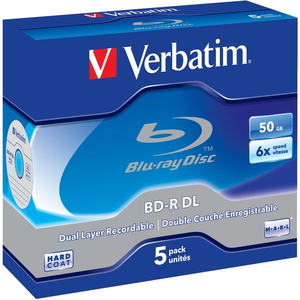 VERBATIM BD-R(5 ks) DualLayer/Jewel/6X/50GB - Optické disky - Hlavný obrázok