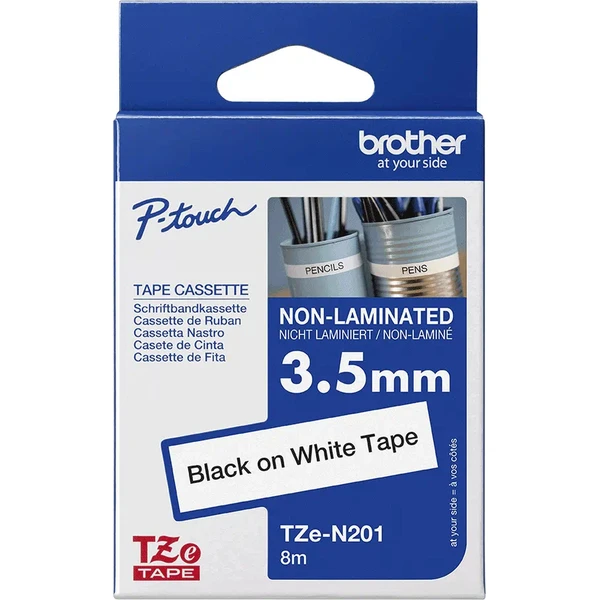Brother TZe-N201 páska čierna na bielom 3,5 mm - Pásky pre štítkovače - Obrázok Y1OB000K01