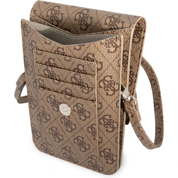 Guess PU 4G Triangle Logo Phone Bag hnedé - Puzdra - Obrázok Y1RC100501