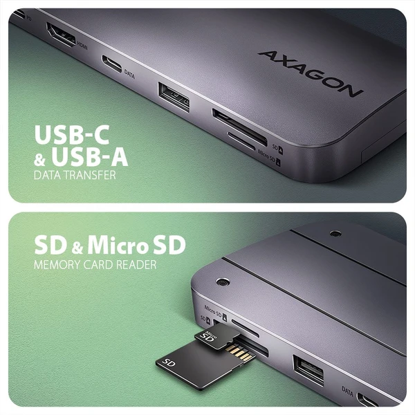 AXAGON HMC-6GM2 6v1 USB-C húb - Dokovacie stanice - Obrázok Y1W3000L01