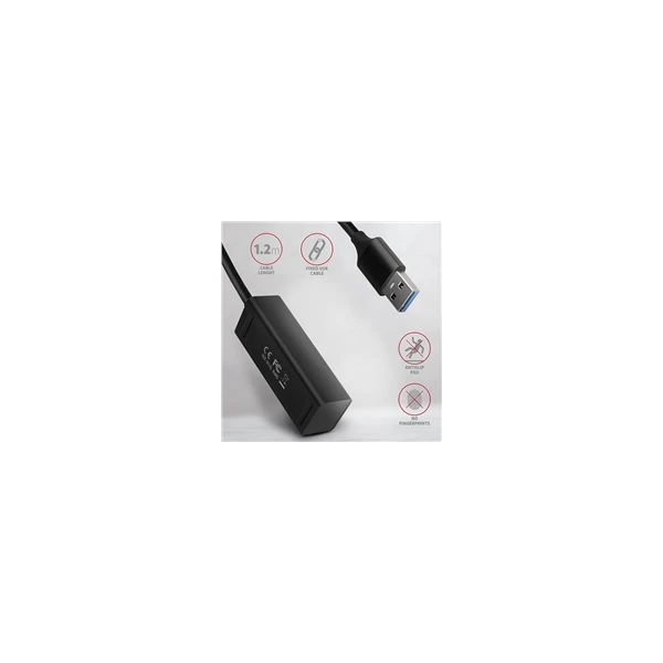 AXAGON USB MINI húb 4x USB 3.2 Gen 1 kovový USB-A 1.2m čierny - USB huby - Obrázok Y260700301