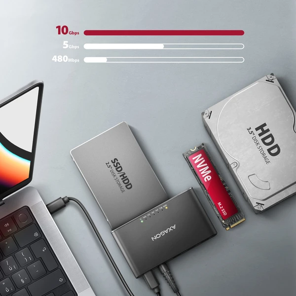 AXAGON ADSA-CC USB-C NVMe M.2 SSD 2.5'/3.5 SSD/HDD adaptér - Externé boxy - Obrázok Y3P0000K01