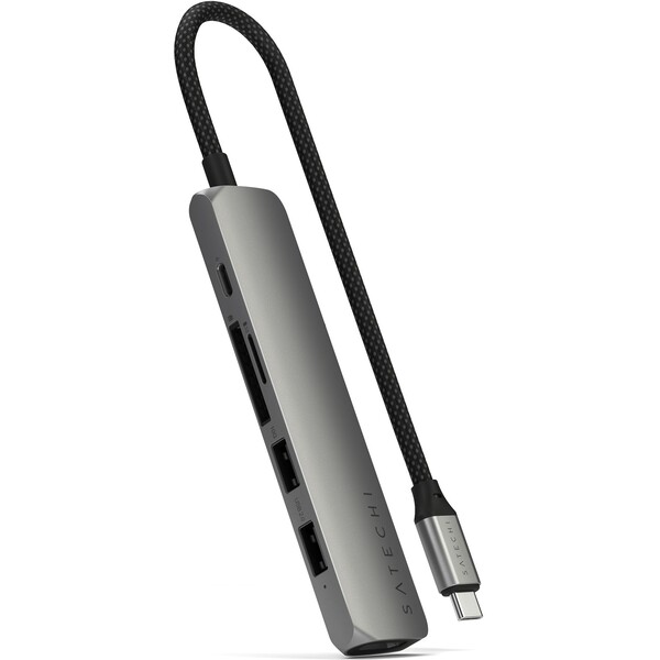 Satechi 6v1 USB-C Slim viacportový adaptér vesmírne šedý