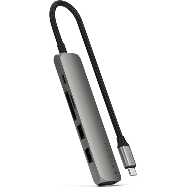 Satechi 6v1 USB-C Slim viacportový adaptér vesmírne šedý - USB huby - Hlavný obrázok