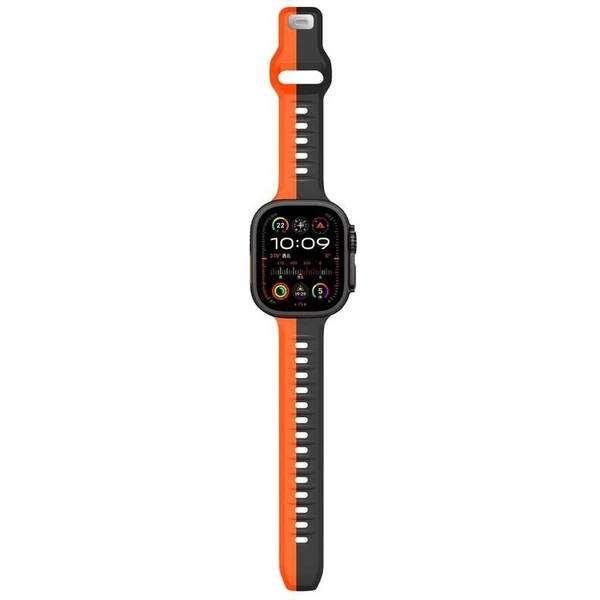 CubeNest Premium Silicon Band remienok Apple Watch 42-49 mm čierny/oranžový - Remienky - Obrázok Y3UD000O01