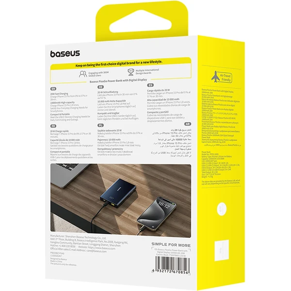 Powerbanka Baseus PicoGo 10000mAh 20W USB-C čierna - Powerbanky - Obrázok Y4AE000N01