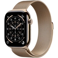 Apple Watch Series 11 Cellular (46mm) Zlatý titán so zlatým milánskym ťahom S/M - Inteligentné hodinky