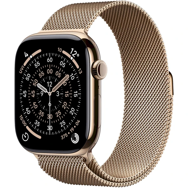 Apple Watch Series 11 Cellular (46mm) Zlatý titán so zlatým milánskym ťahom S/M - Inteligentné hodinky - Hlavný obrázok