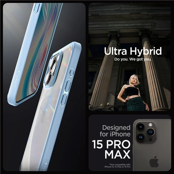 Spigen Crystal Hybrid kryt iPhone 15 Pro Max modrý - Puzdra - Obrázok Y4Z8000601