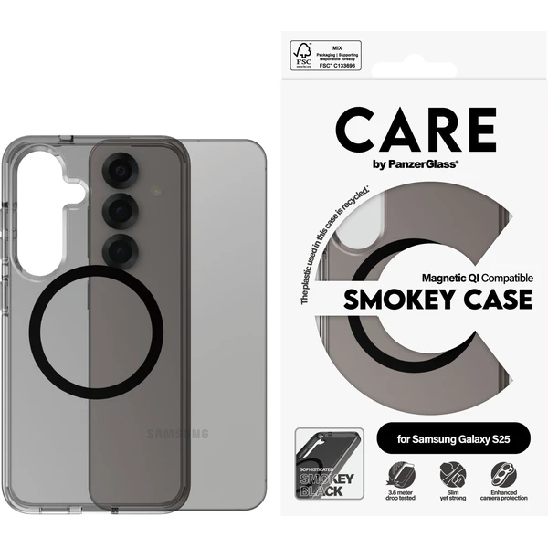 PanzerGlass® CARE kryt Samsung Galaxy S25 Smokey dymový/čierny QI - Puzdra - Obrázok Y5FC000J01