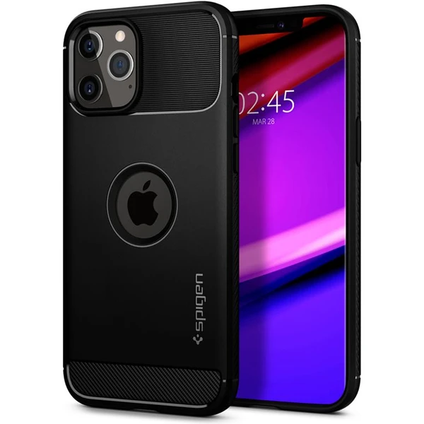 Spigen Rugged Armor kryt iPhone 12 / 12 Pro čierny - Puzdra - Hlavný obrázok