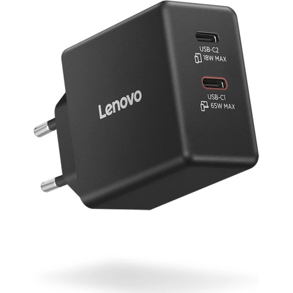 Lenovo Dual USB-C 65W GaN nabíjací adaptér čierny - Nabíjačky - Obrázok Y7BM000K01