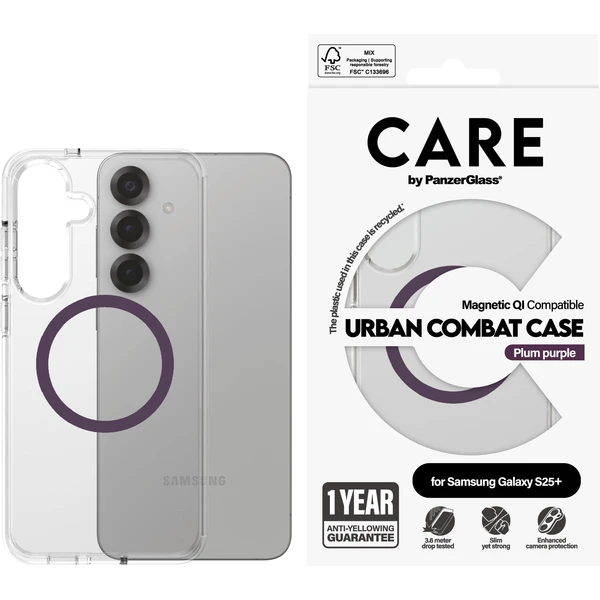 PanzerGlass® CARE kryt Samsung Galaxy S25+ Urban Combat číry/fialový QI (Plum Purple) - Puzdra - Obrázok Y7FC000J01