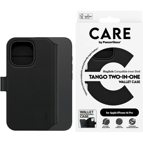PanzerGlass® CARE puzdro Apple iPhone 16 Pro MagSafe Wallet 2v1 čierny - Puzdra - Obrázok Y908000P01