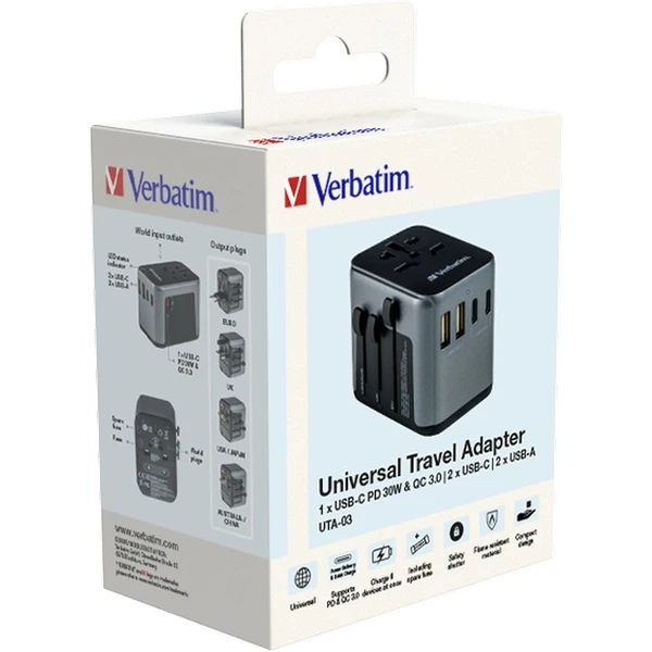 VERBATIM Universal Travel Adapter UTA-03 Cestovný adaptér - Zásuvky - Obrázok Y953000O01