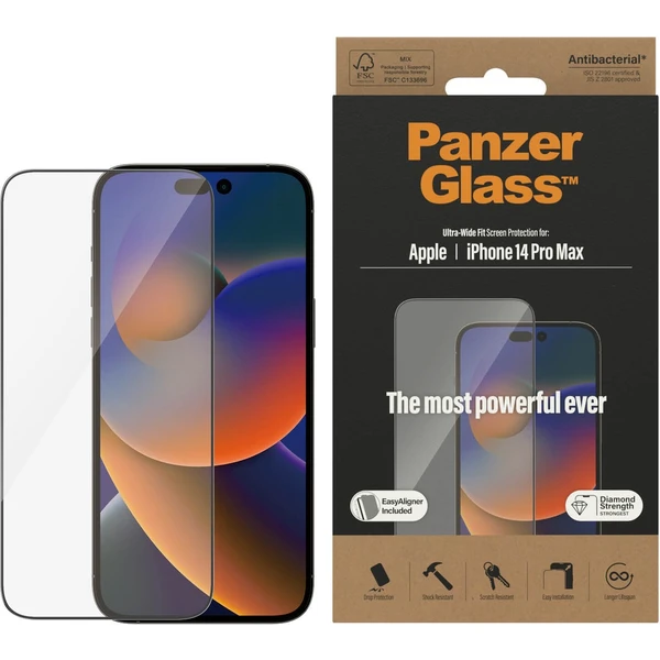 PanzerGlass™ Ultra-Wide Fit sklo iPhone 14 Pro Max s inštalačným rámčekom - Ochranné fólie a sklo - Obrázok Y9KG100501