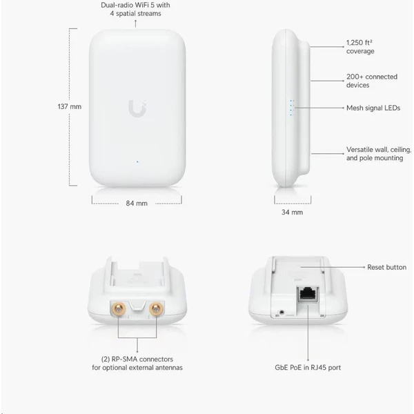 Ubiquiti Swiss Army Knife Ultra vonkajší prístupový bod biely - Access pointy - Obrázok Y9RA000N01