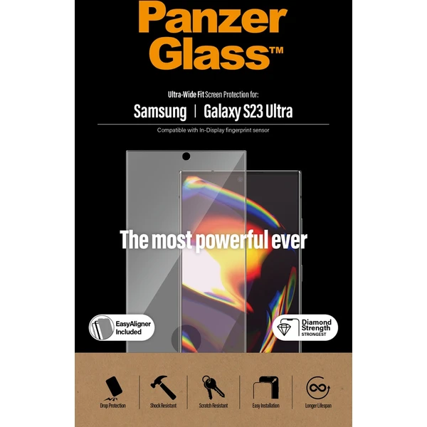 PanzerGlass Premium 3D Samsung Galaxy S23 Ultra (FingerPrint ready) s inštalačným rámčekom - Ochranné fólie a sklo - Obrázok Y9S1G00101