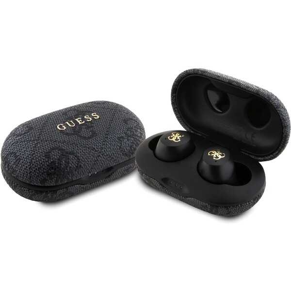 E-shop Guess True Wireless 4G PU Metal Logo BT5.3 Stereo Earphones čierne
