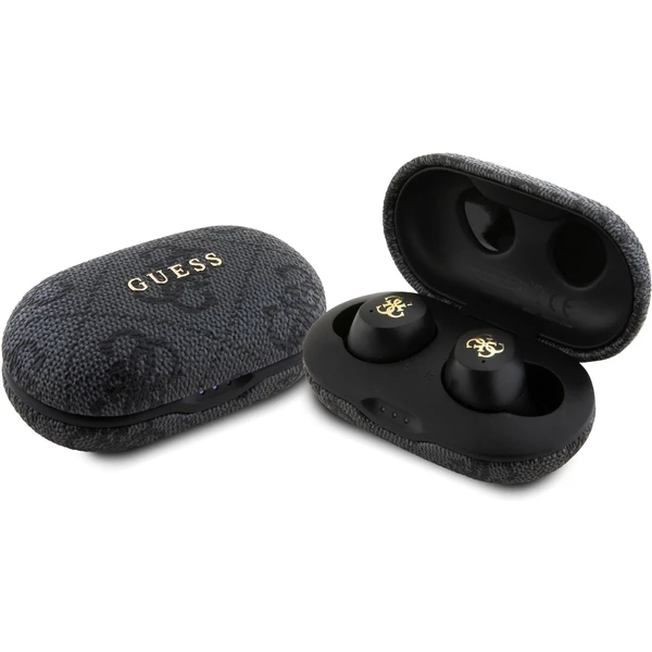 Guess True Wireless 4G PU Metal Logo BT5.3 Stereo Earphones čierne - Slúchadlá - Hlavný obrázok