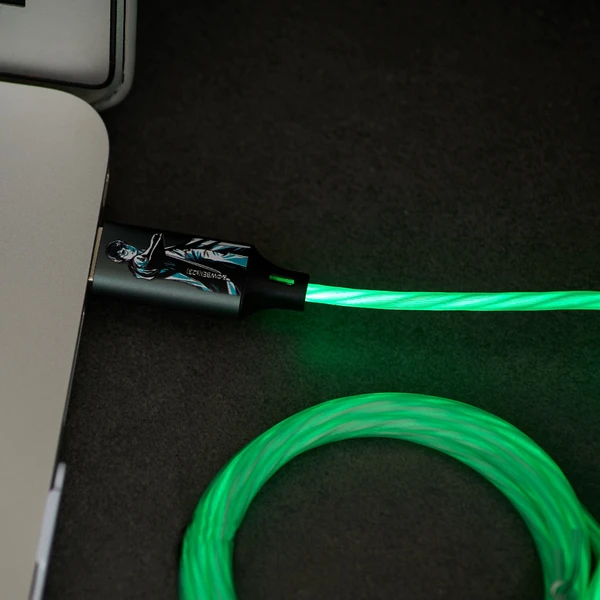 Lazerbuilt Harry Potter - Patronus USB-A/USB-C svietiaci napájací kábel 10W 1,2m zelený - Káble a redukcie - Obrázok YA7H000K01