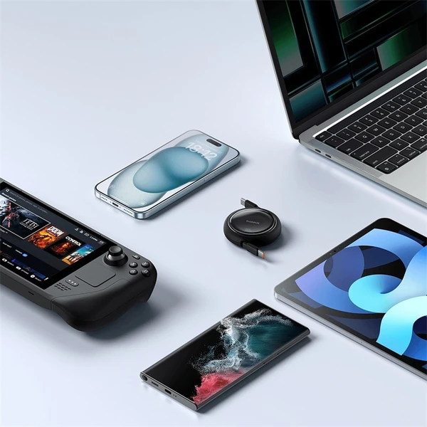 Dátový kábel Baseus Free2Draw mini USB-C/USB-C 1m 100W čierny - Káble - Obrázok YAGE000L01