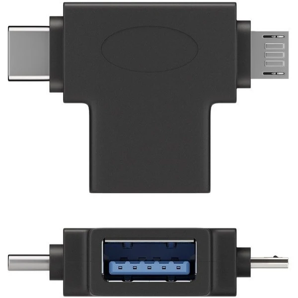 PremiumCord USB-A -> USB-C/MicroUSB-B redukcia čierna - Káble a redukcie - Hlavný obrázok